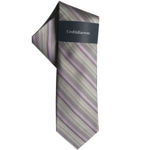 Croft & Barrow Silver/Purple Malik Stripe Tie